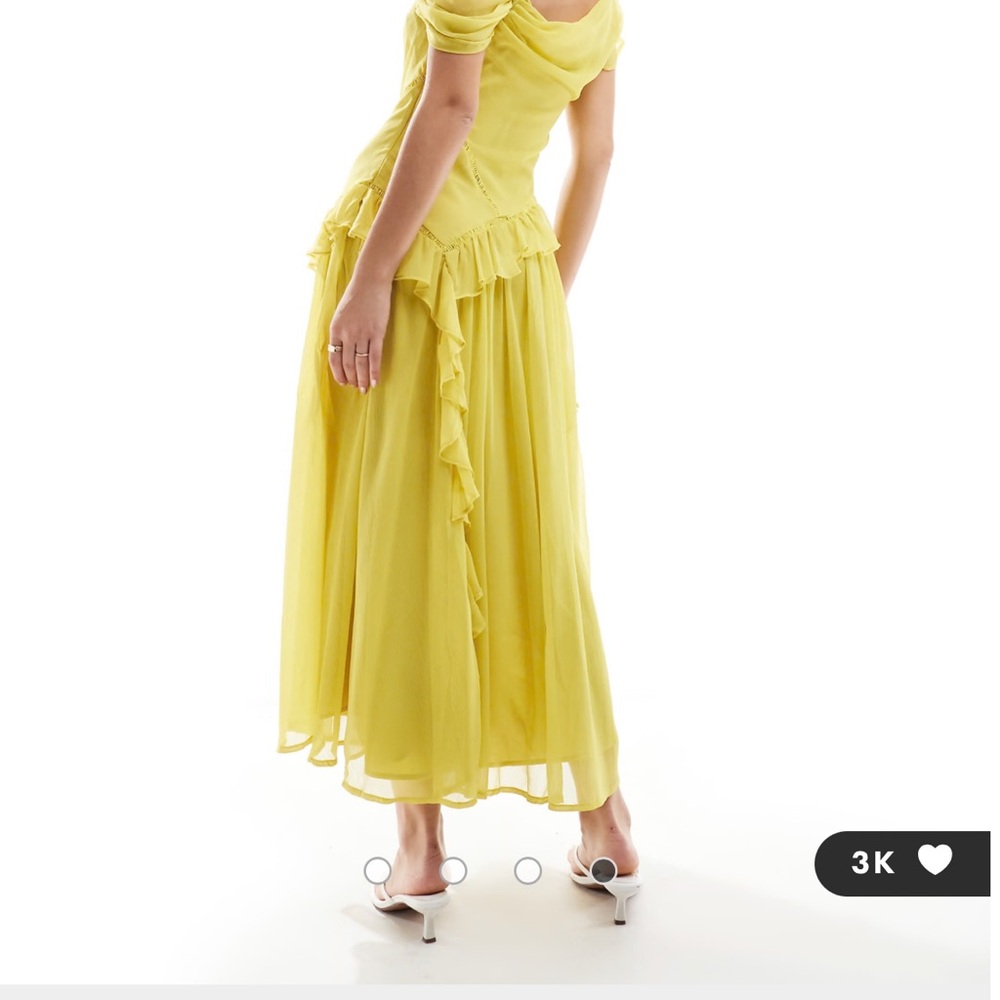 Yellow Ruffled Maxi Dress - Picture 4 of 4
